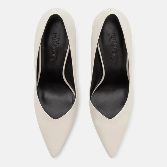 HUGO Katniss Pump 90 Women's White Leather Stiletto Heels US 7 (EU 37) MSRP $232 - Picture 4 of 9